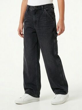 Wrangler WRG Jean Co Carpenter Jeans Black Wide Leg Y2K 14